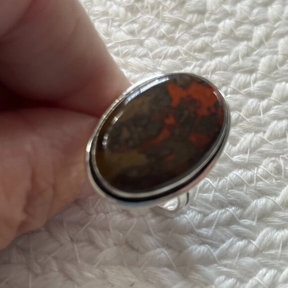 Natural MOROCCAN SEAM AGATE Handmade Sterling 925 Ring Size 9.25 #833D - Picture 2 of 3